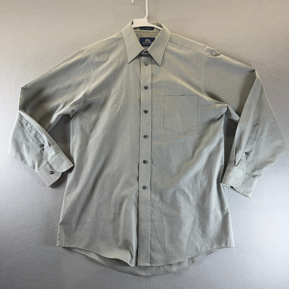 Stafford Mens Wrinkle Free Long Sleeve Button Down Dress Shirt Sage Green